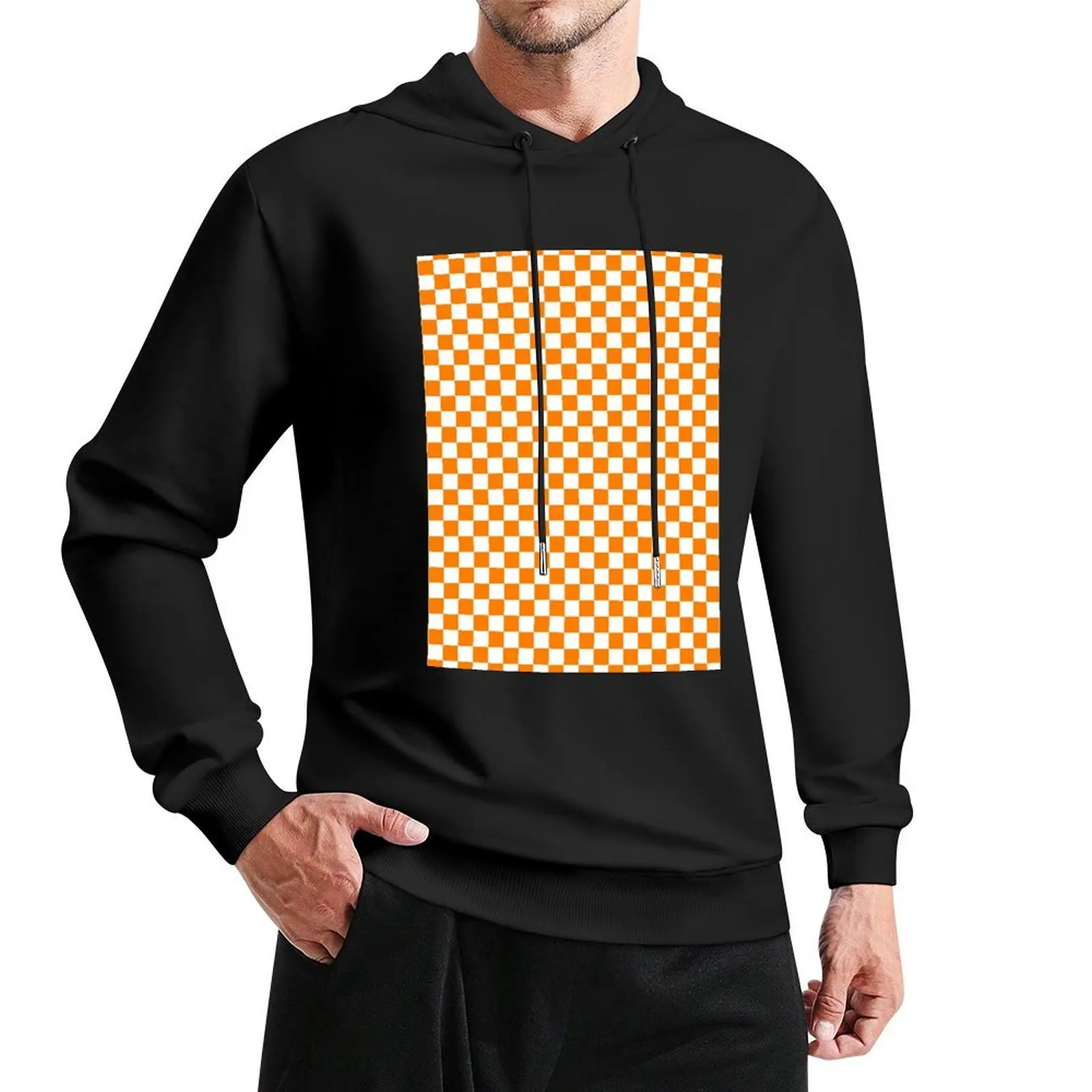 

Orange and White Checkerboard Pullover Hoodie anime clothes men's autumn clothes clothes for men new in hoodies and blouses