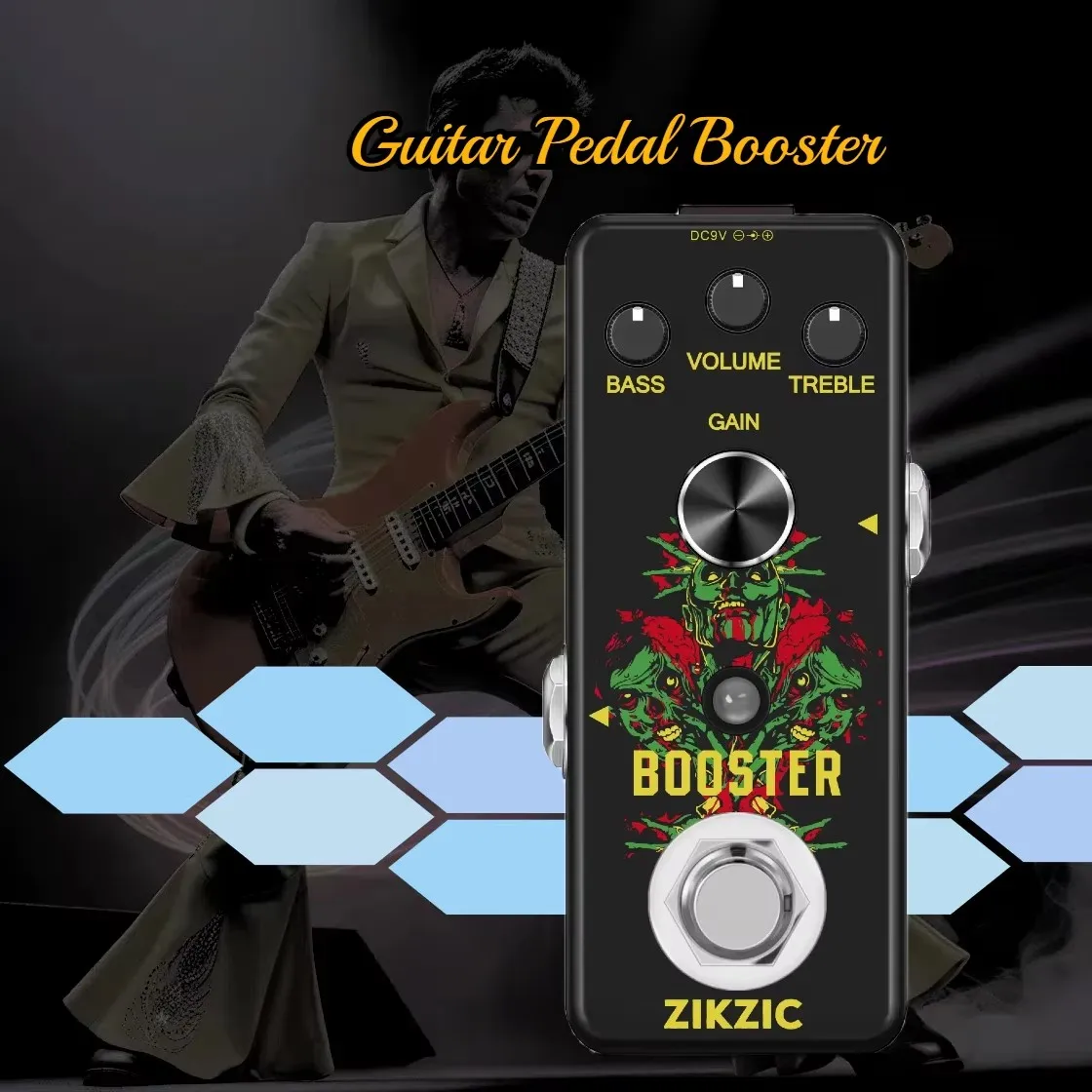 Zikzic Mini Guitar Booster Pedal Pure Boost Effect Pedals Analog Pure Signal Amplification Sound Encouraging Rowin LEF318