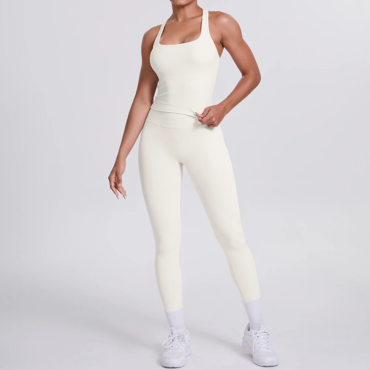 Yoga Top Set Fitness Gym Anzug Training Ärmellose Sport Gym Tops Crossover Zurück Sport Unterwäsche Bauch-steuer Abnehmen – Detail 31