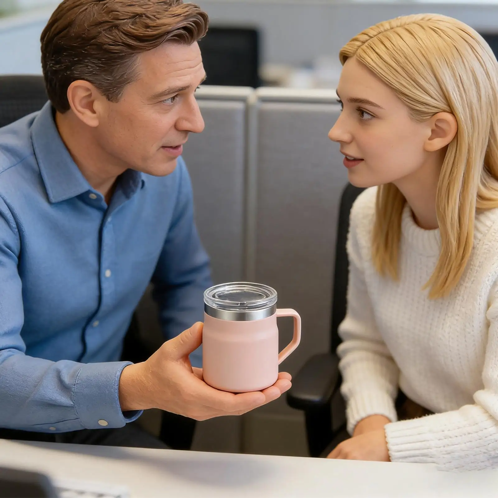 

Кружка из нержавеющей стали с ручкой, 450 мл, стакан, изолированные кофейные кружки для офиса, студентов, водителей, тренажерного зала, ежедневных поездок на работу, кемпинга, пешего туризма