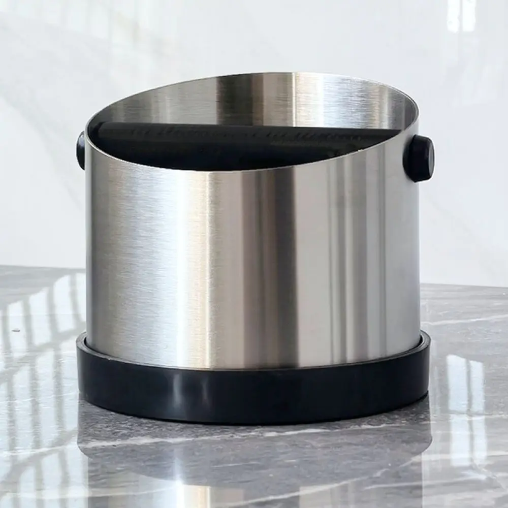 Anti Slip Stainless Steel Espresso Waste Bin Coffee Grounds Knock Box Compact Cleaning Container For Home Kitchen