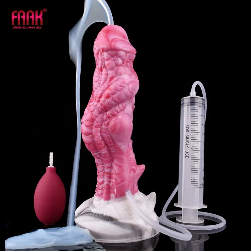 FAAK Fantasy dragon Knot Ejaculation Anal Dildo Silicone Squirting Penis With Sucker Spray Liquid Sex Toys For Women