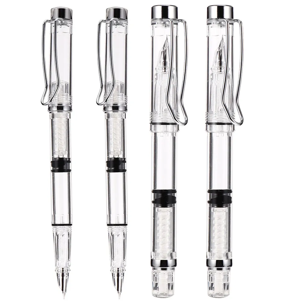 

4Pcs Transparent Fountain Pen Smooth Writing Calligraphy Practice Pen Comfort Grip Portable for Students Japanese School