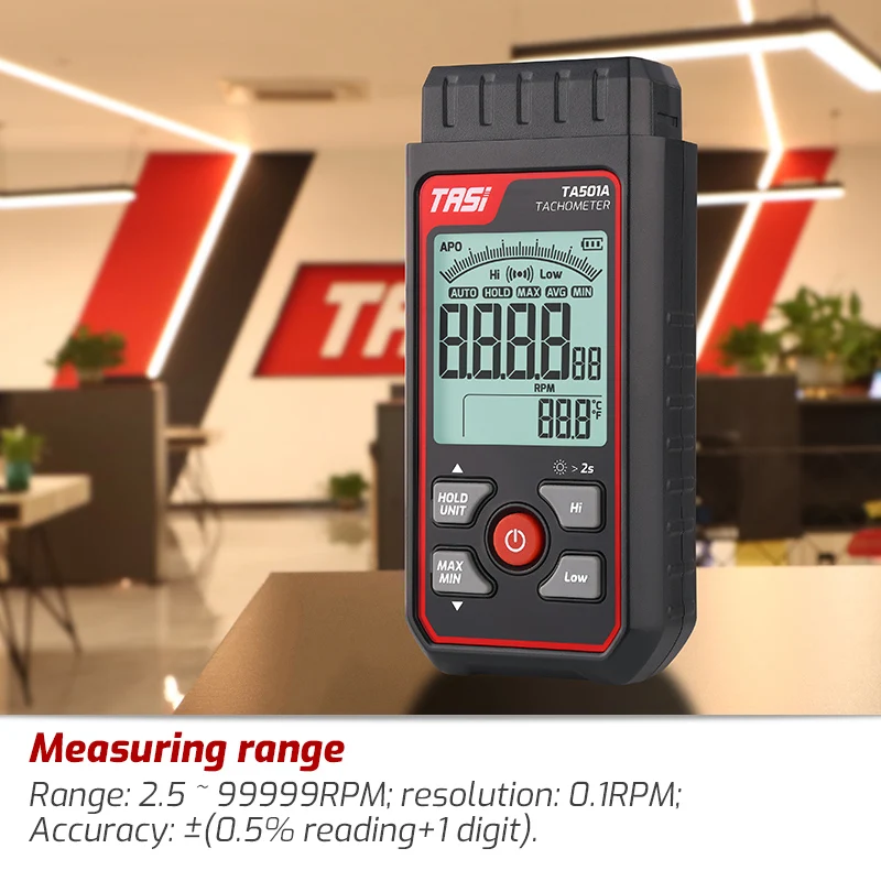 TASI TA501A Laser Tachometer Up to 999999 Non-Contact Digital Laser Tachometer For Machinery Industry Car Motors Speed Test