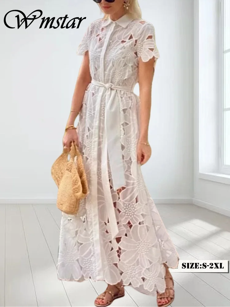 

Платья Wmstar для женщин, оптовая продажа, новинка лета 2025, повседневный кружевной кардиган, однобортное платье для женщин, дропшиппинг