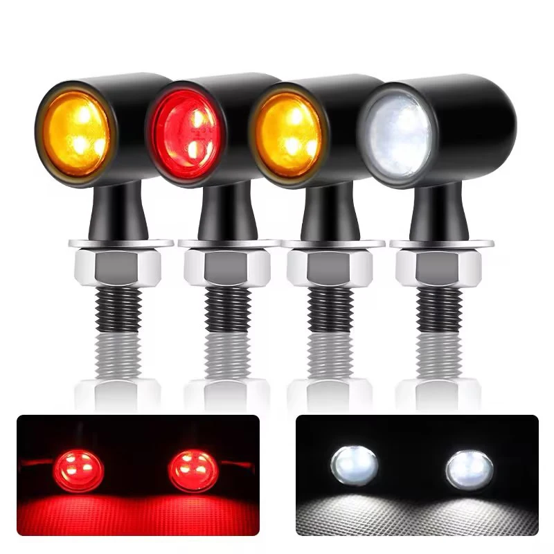 8mm Motorcyle Mini Led Turn Signal Lights Brake Light DRL Metal Led Blinkers For Cafe Racer For Honda Motorcyle Indicator Lamp