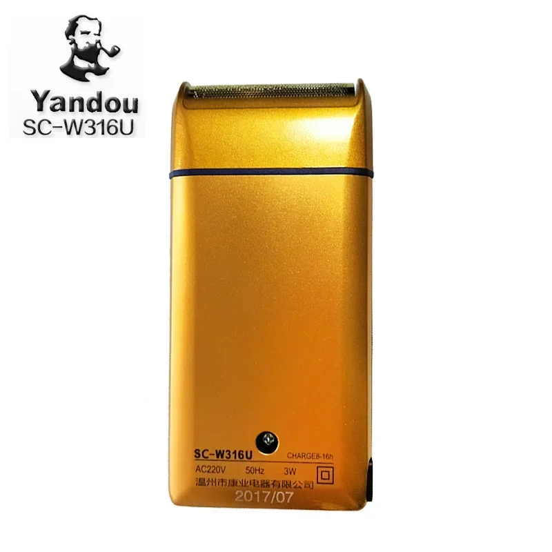 YANDOU Afeitadora eléctrica para hombre, máquina de afeitar recargable, cuchilla que se puede reemplazar, color dorado, cuidado facial, recortadora