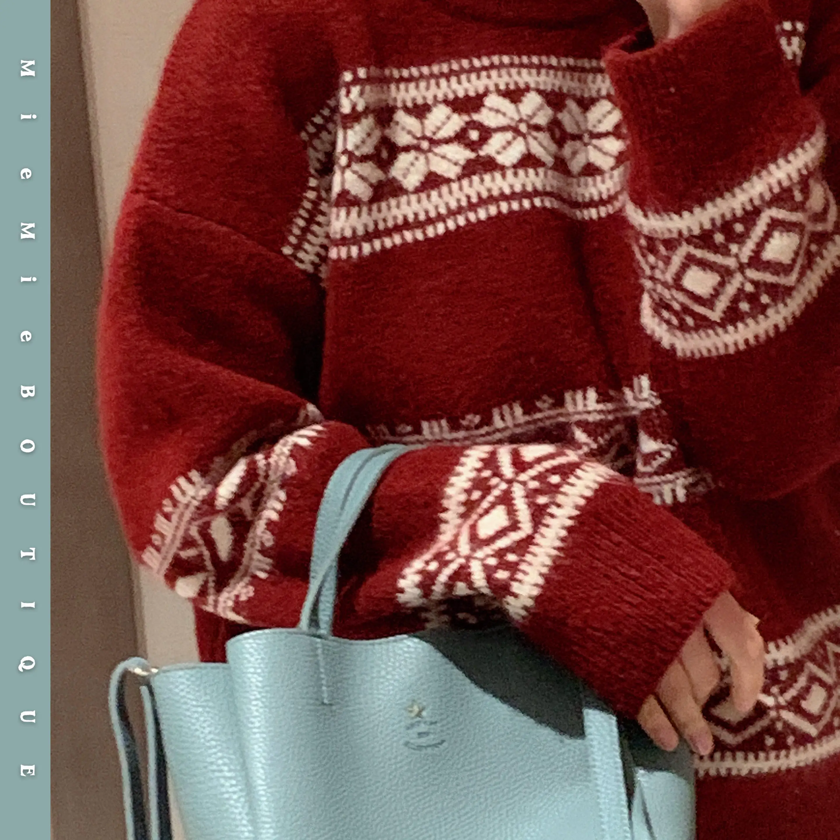 

Thi Knitted Large Sweater Textured Fair Isle Mermaid Sle Nordic 3D Thiened Embroidery Fem Long Sve round Ne Swe...