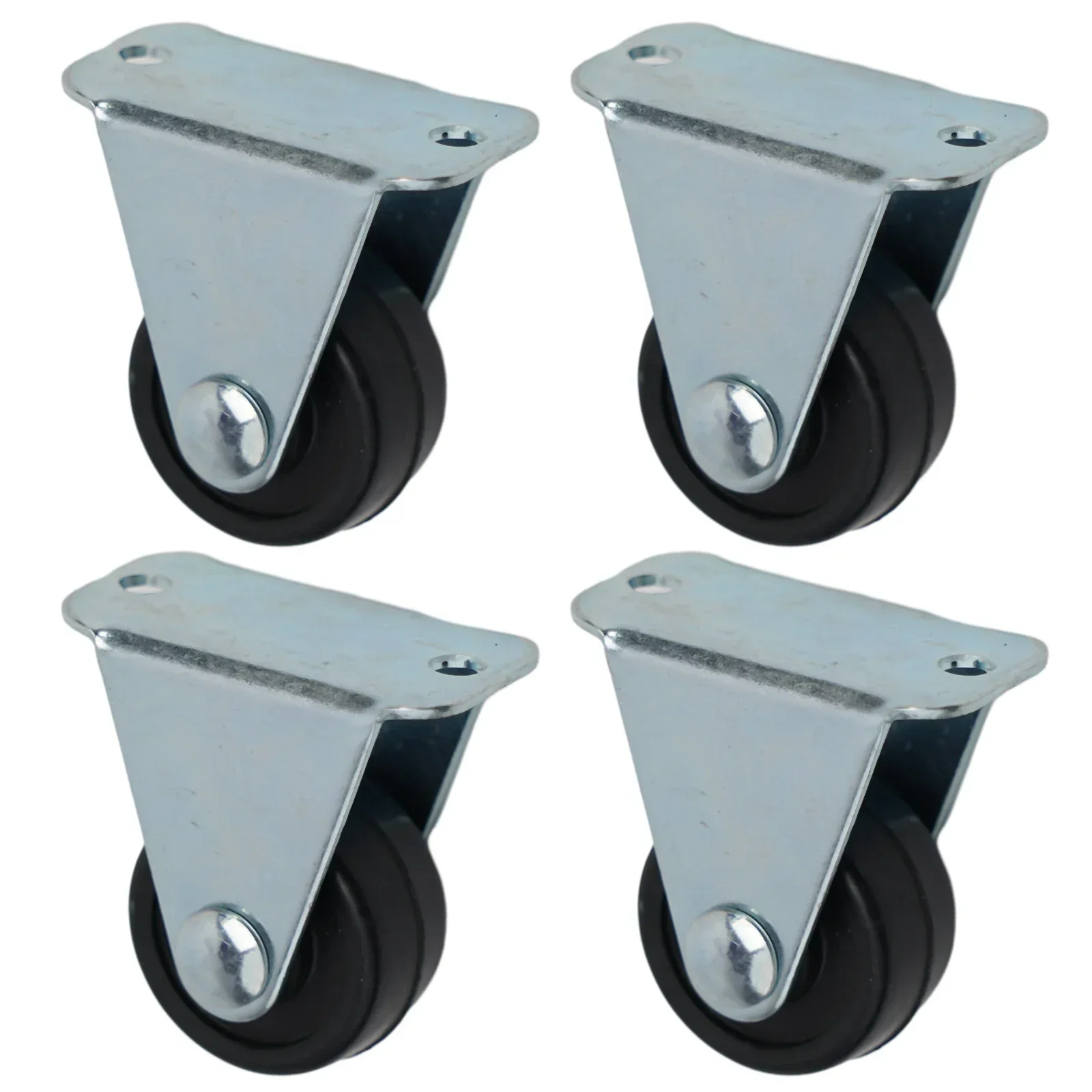 4 Pack 1 Inch Rubber Caster Single Wheels Heavy Duty Rigid Non-Swivel Top Plat For Trolley Caster For Furniture Cabinets