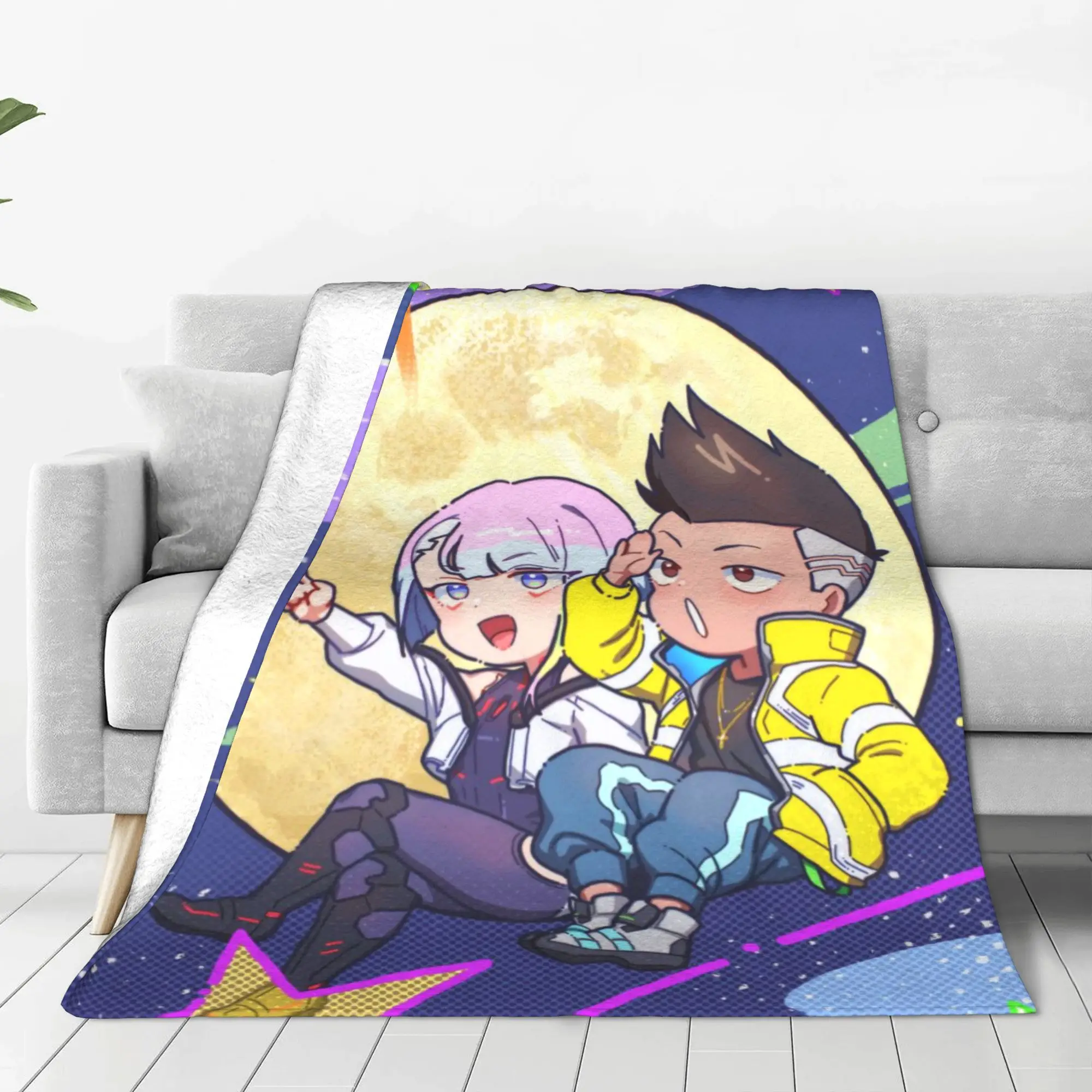 Cyberpunk Edgerunners Blanket Summer  Cute Ultra-Soft Throw Blankets For Bedding Outdoor  Plush Thin Quilt