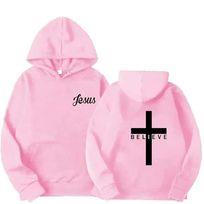 Men\'s Believe Cross Jesus Printed Hoodies Man Design Drawstring Hoodie Tops Harajuku Spring Autumn Hooded Streetwear Sportwear