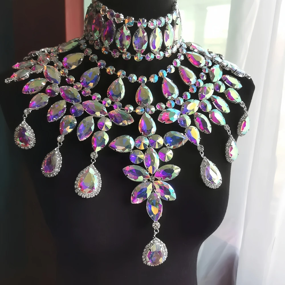 

Stonefans Crystal Oversize Choker Chain for Drag Queen Party Jewelry Exaggerate Geometric Bridal Collar Accessories Wedding Gift
