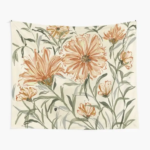 Wild Flowers Illustration By Mercuryv  Tapestry Home Towel Hanging Travel Living Blanket Yoga Decor Art Printed Wall Beautiful