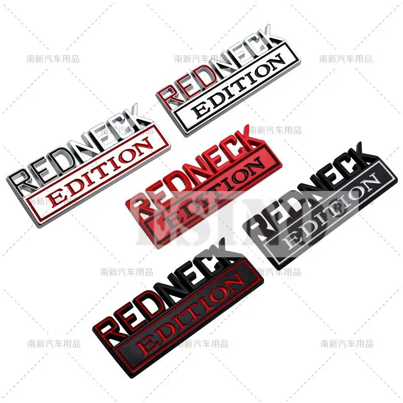 Car Styling 3D Redneck Edition Metal Chrome Zinc Alloy Adhesive Emblem Decorative Badge Funny Decal Auto Accessory