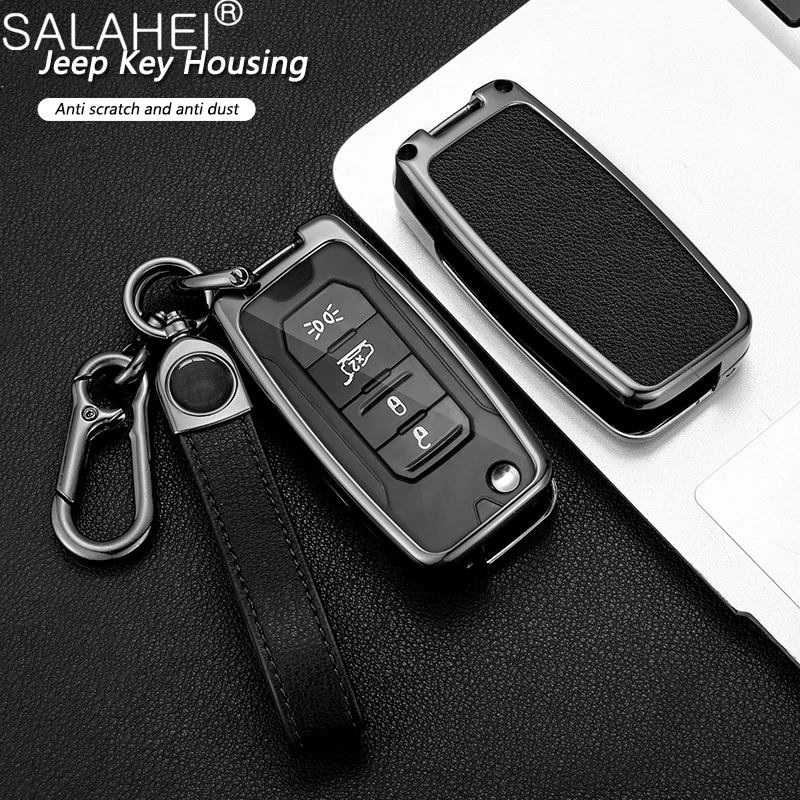 

Leather Car Folding Remote Key Case Cover Fob For Jeep Renegade hard steel 2016 Keyless Protection Shell Keychain Accessories