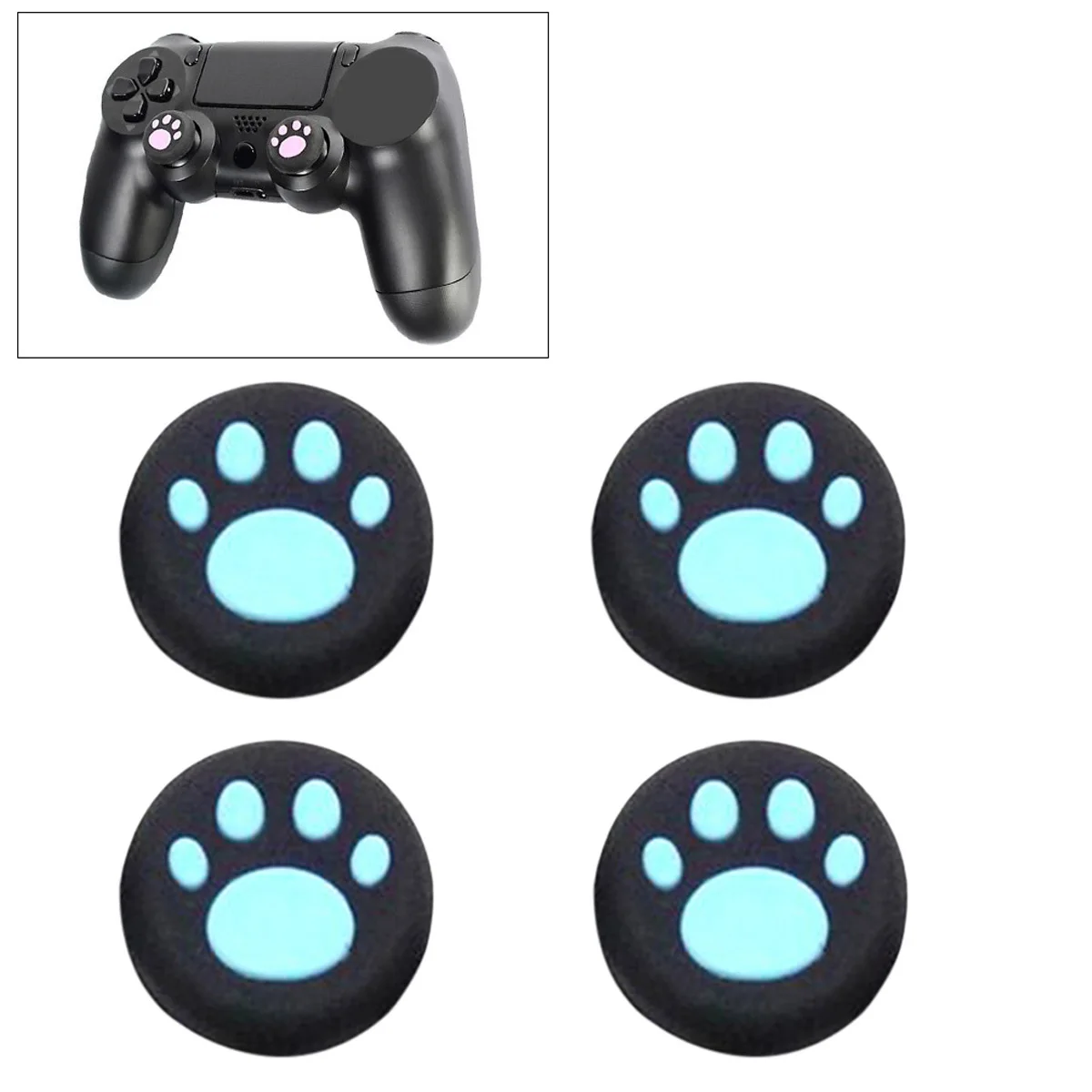

4Pcs Cat Paw Style Joystick Thumb Cap High Quality Silicone Cover Soft Skin Feel Relieves Hand Fatigue Perfect for Prolonged