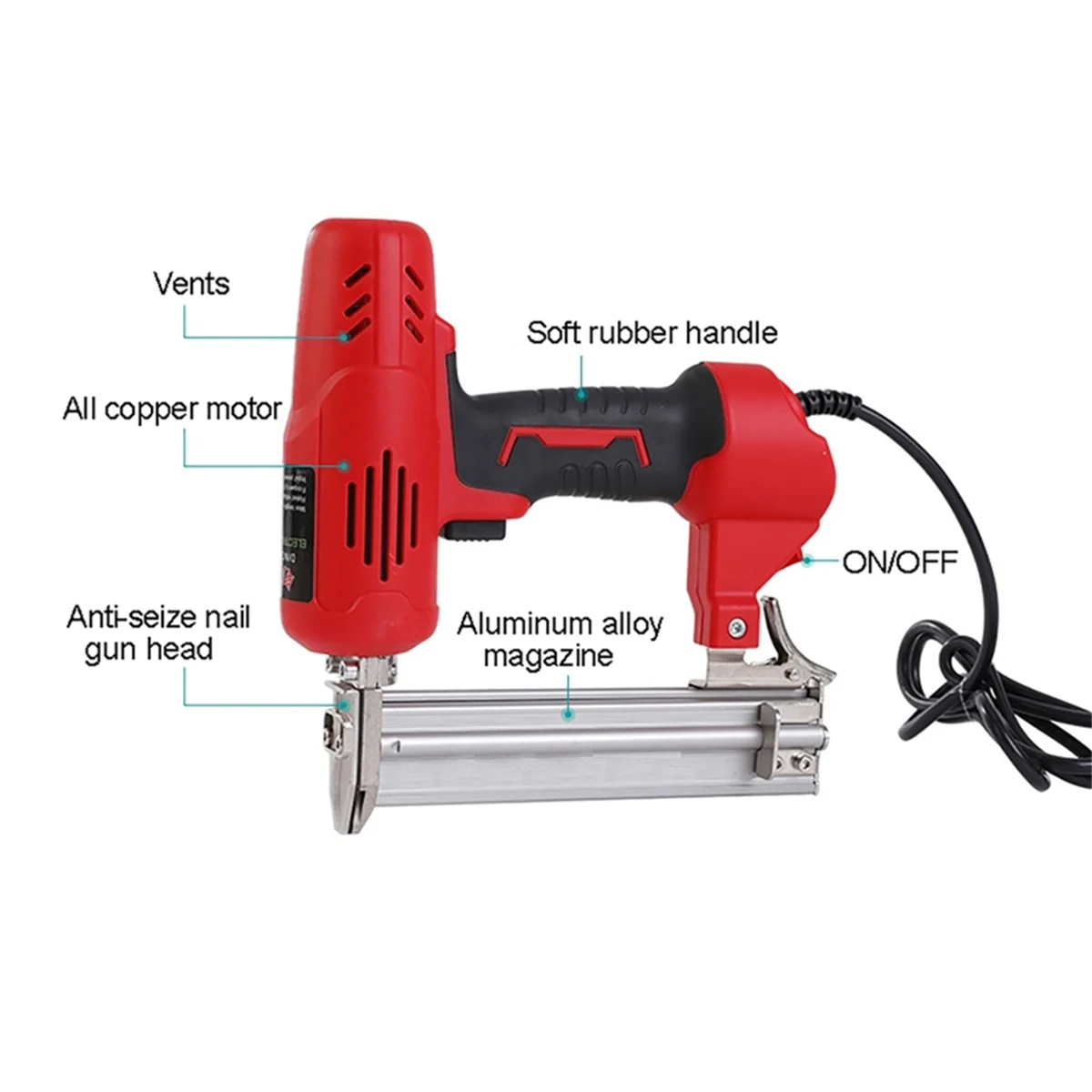 

AA25 2600W Electric Nailer and Stapler Furniture Staple F30 for Wood Frame Carpentry Woodworking Electric Tools EU Plug
