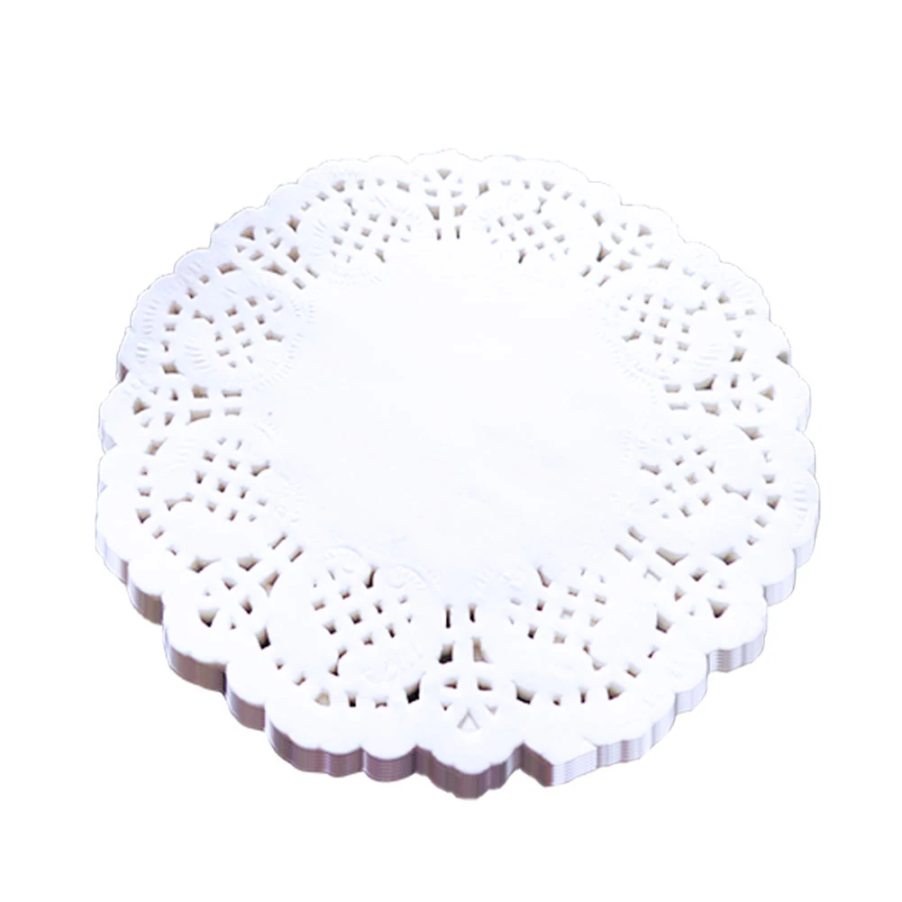 100Pcs Round Flower Bottom Paper Placemat Coaster Cake Baking Paper Pad Oil-Absorbing Dessert Paper