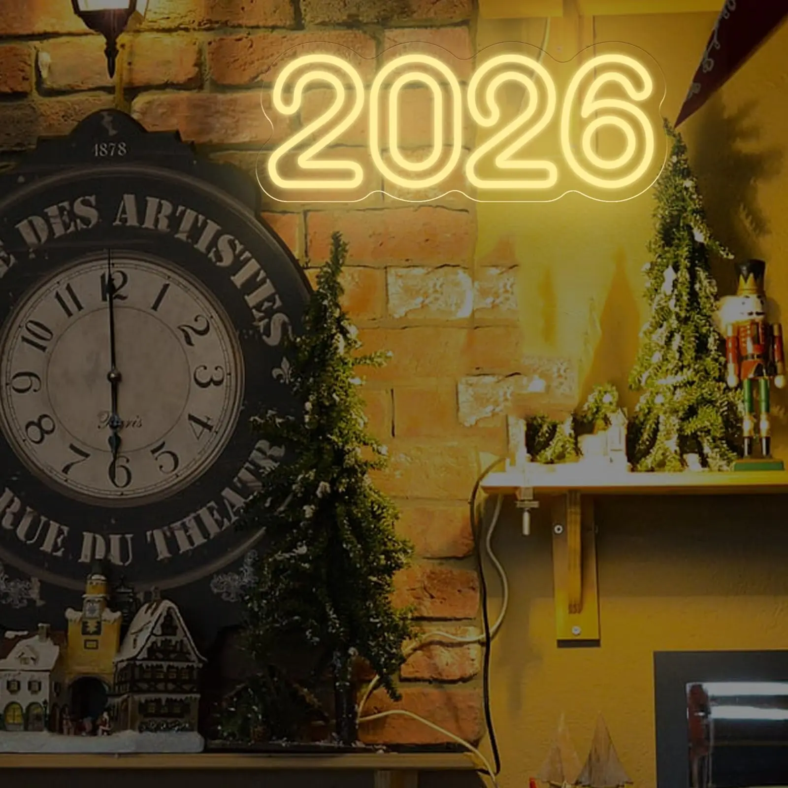 2026 النيون ضوء LED رقم السنة جدار تسجيل لحفلة السنة الجديدة ، زينة عيد الميلاد ، الاحتفال بالتخرج ، ديكور الغرفة الحديثة #4