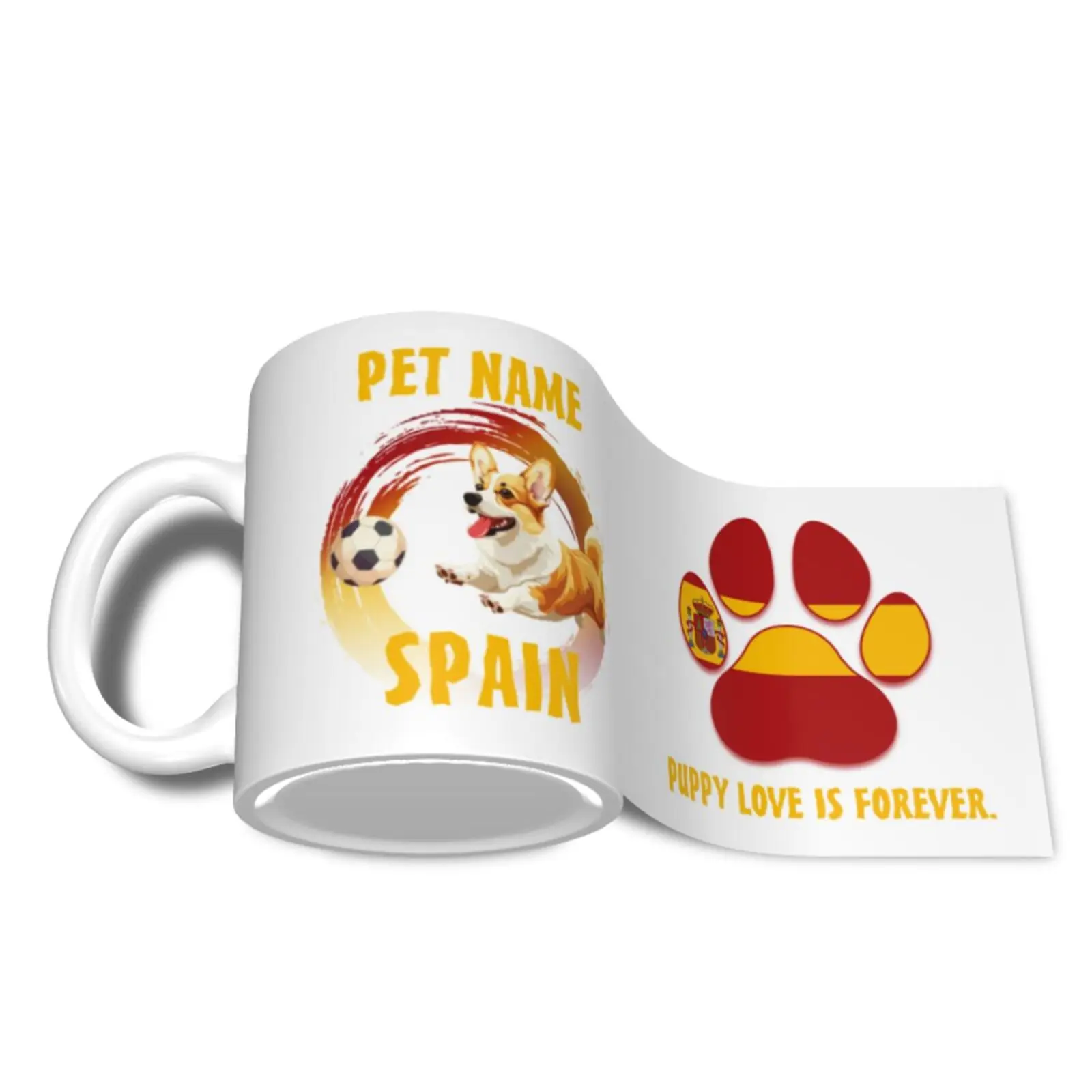 

Personalized Dog Mug, Custom Spain Soccer Coffee Cups, Custom Pet Photo Name Mug, Perfect Gifts for Pet Lovers Soccer Fans
