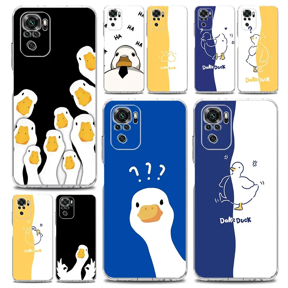 Duck Art Phone Case For Xiaomi Redmi Note 13 12 5G 9S 9 8 10 11 Pro Plus 4G 9T 13C 12C10C 9C 9A 7 Clear Cover