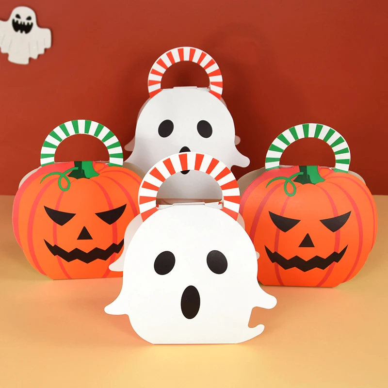 

5Pcs Halloween Candy Box Cartoon Pumpkin Ghost Cookie Gift Packaging Bag Halloween Kids Gift Trick Or Treat Party Decorations