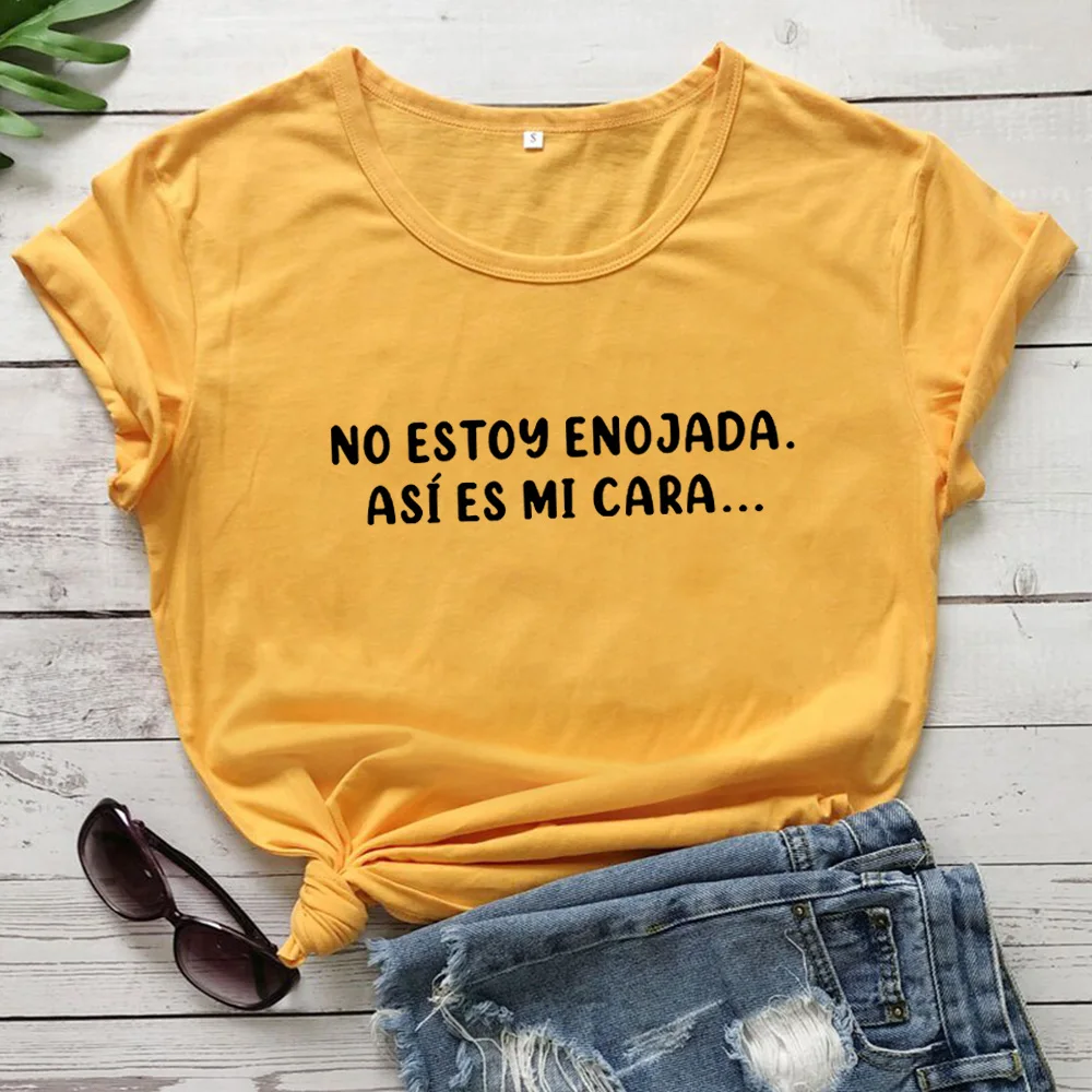 Casual Summer Camisetas Mujer NO ESTOY ENOJADA Woman Tshirts Top Cotton O-neck Loose Short Sleeve T Shirt for Women