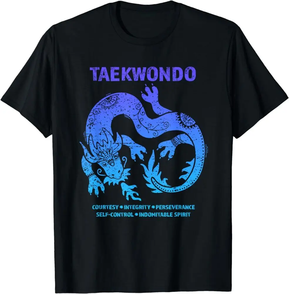 Camiseta gráfica unissex de artes marciais, Taekwondo, TKD, Tae Kwon Do, Dragon Art, Curto, Camiseta de verão, algodão casual