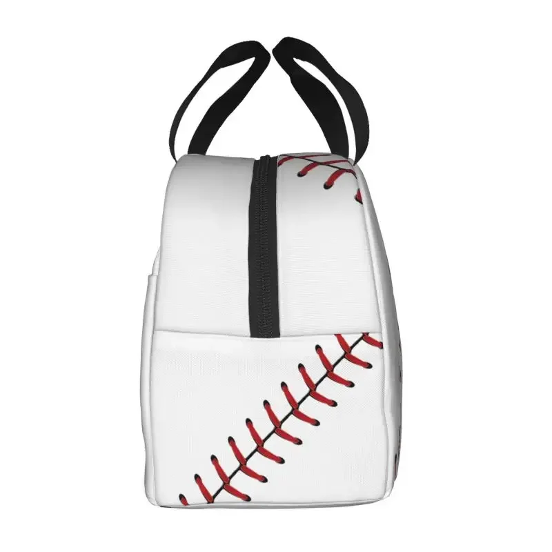 Softball Baseball Lace Lunch Box Thermal Cooler Food Insulated Lunch Bag for Kids School Children Portable Picnic Tote Bags