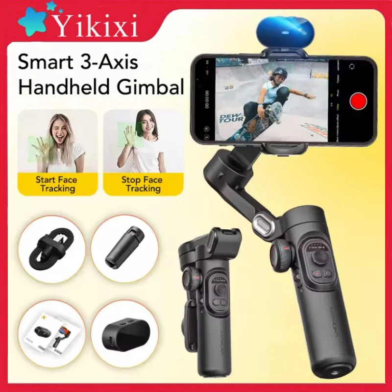 

AOCHUAN Smart XE Ai Smartphone 3-Axis Handheld Gimbal Stabilizer for Smartphone with Fill Light for iPhone Android Face Tracking