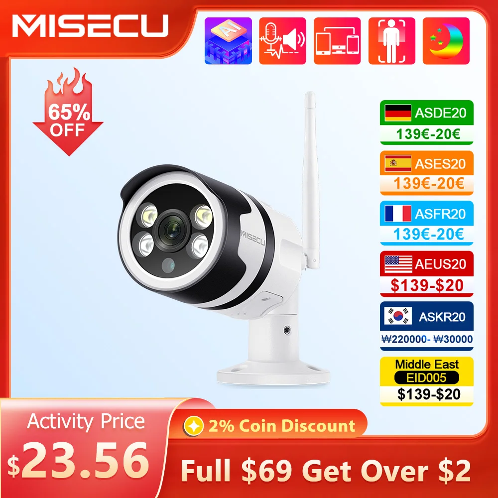 Miecu-cámara IP inalámbrica AI de 3MP y 5MP, Audio bidireccional para exteriores, detección de movimiento nocturno a Color, grabación de vigilancia, cámara de seguridad WIFI