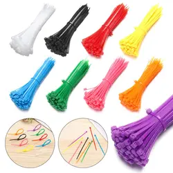 100pcs/pack Durable Line Finishing Cord Strap Self-Locking Zip Cable Ties Nylon Wire Bundled