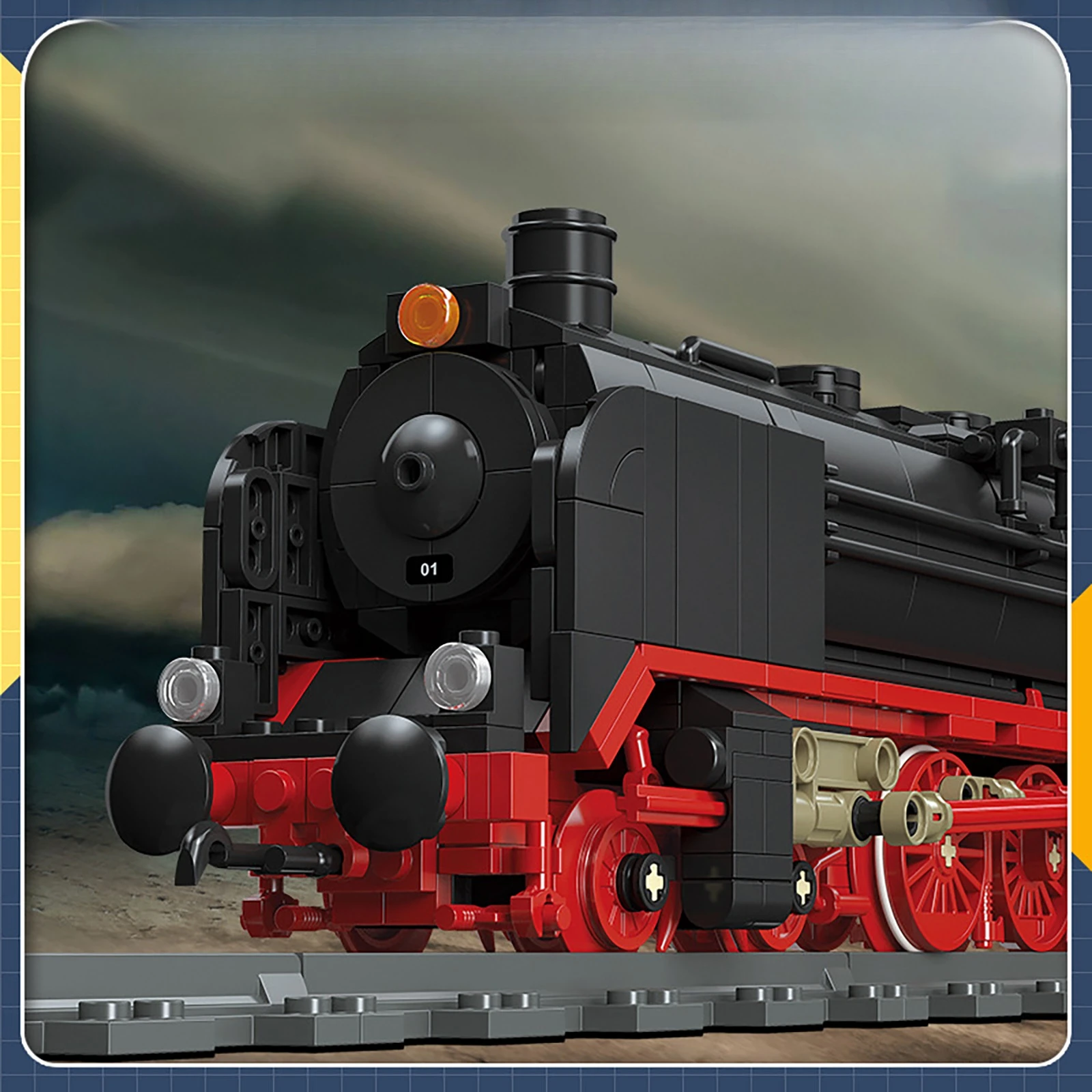 1173PCS Retro Steam Train Building Blocks Set DIY City Railway Track Model Creative Desktop Decor Educational Kids Gift