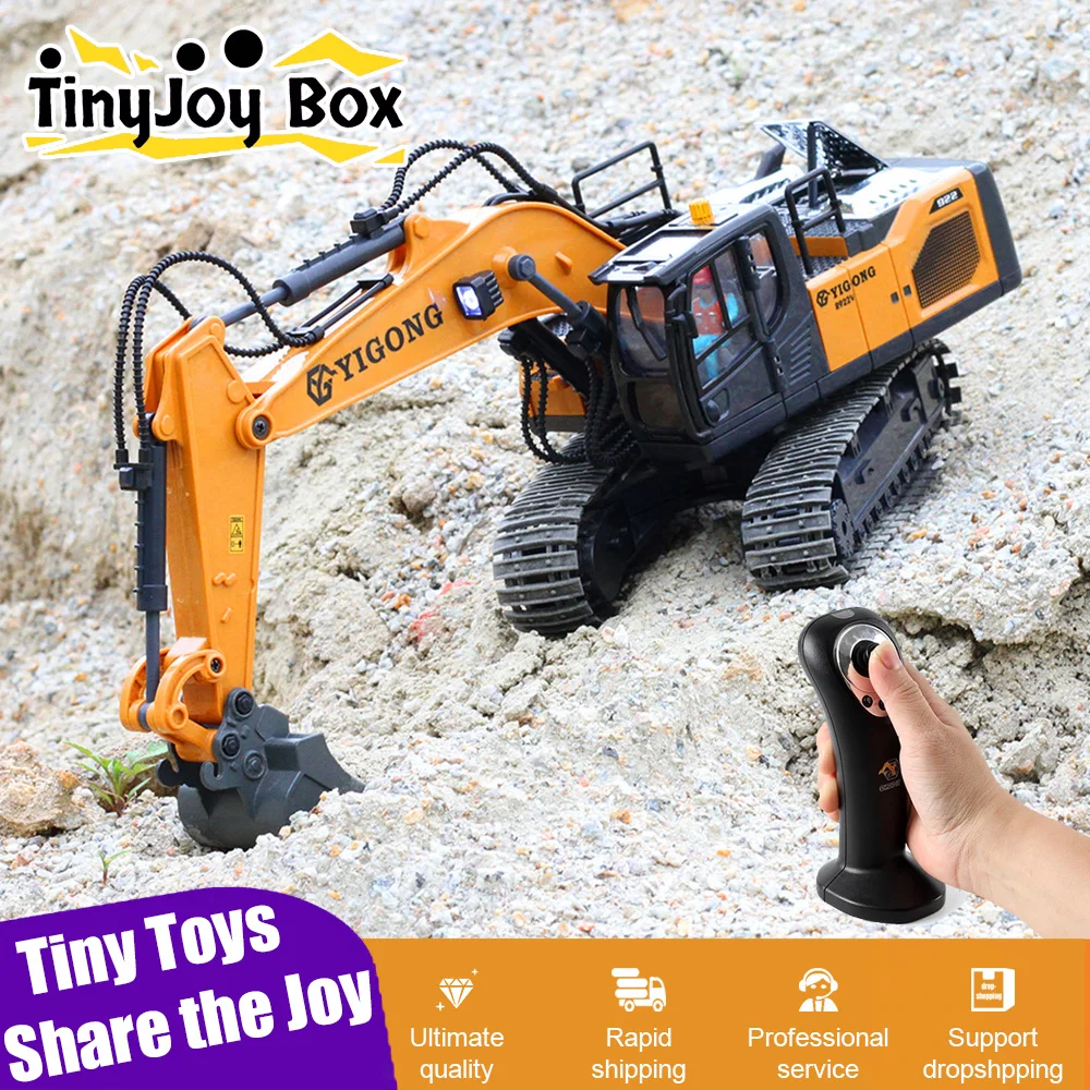 

1:20 Alloy Remote Control Excavator 2.4G Upgraded RC Car Model Unlimited Rotation Children Engineering Vehicle Toy for Kid Gift
