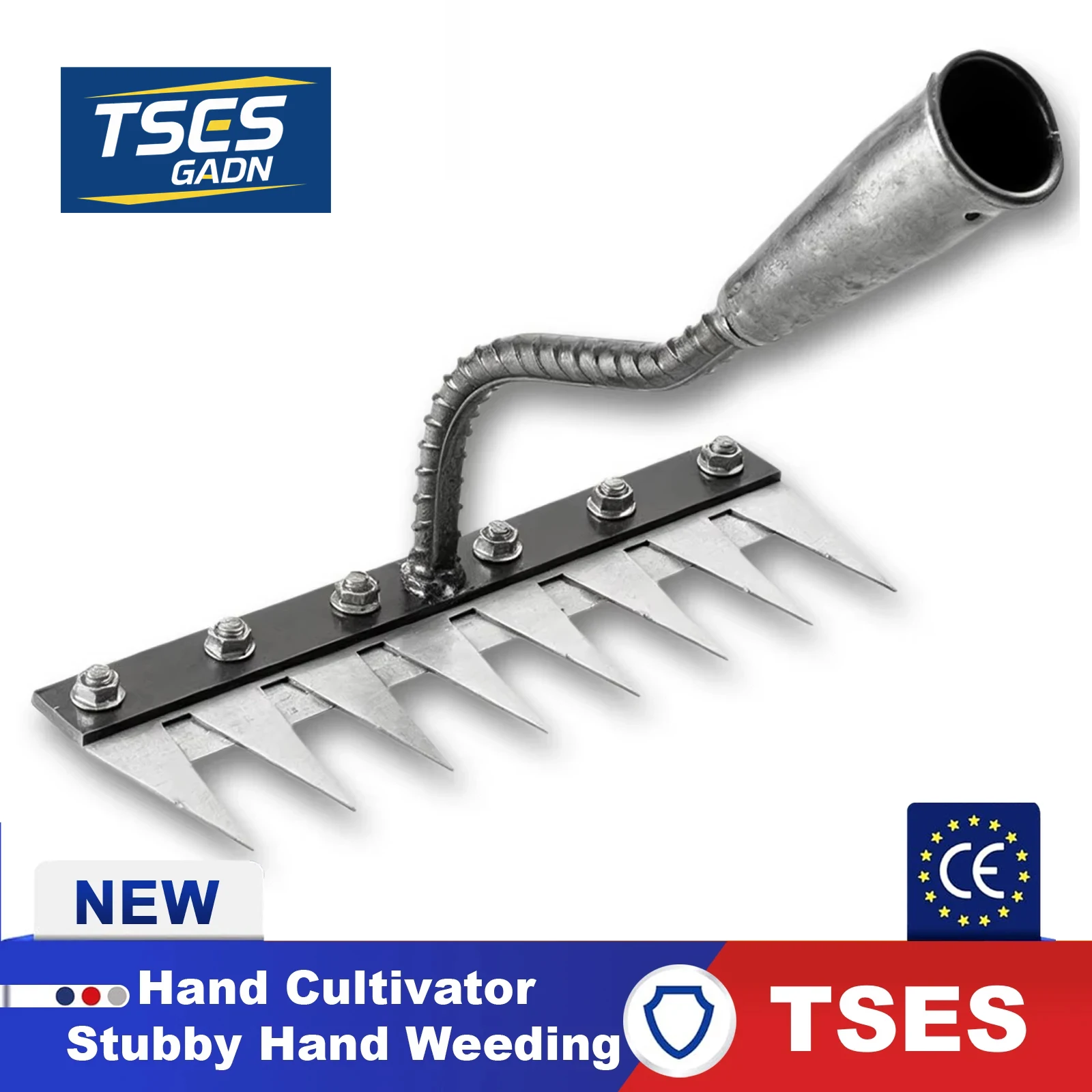 

TSES Garden Hand Cultivator Stubby Hand Weeding Rake Tined Hoe/Prong Hoe for Weeding, Loosening Soil, Soil Aerator, Tiller Hand