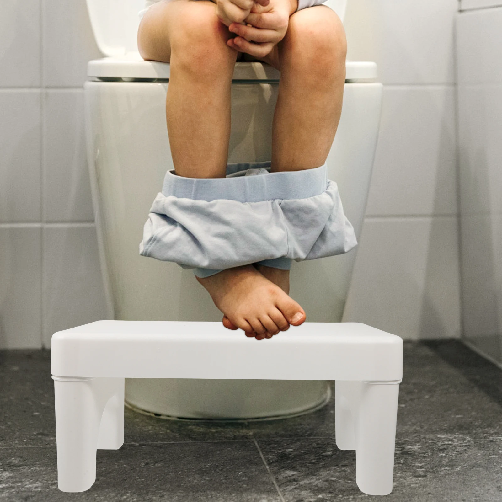 

1pcs White Toilet Potty Bathroom Foot Stool for Adults Kids Poop Stool Squatting Step Height Stools Posture Foldable Home Use