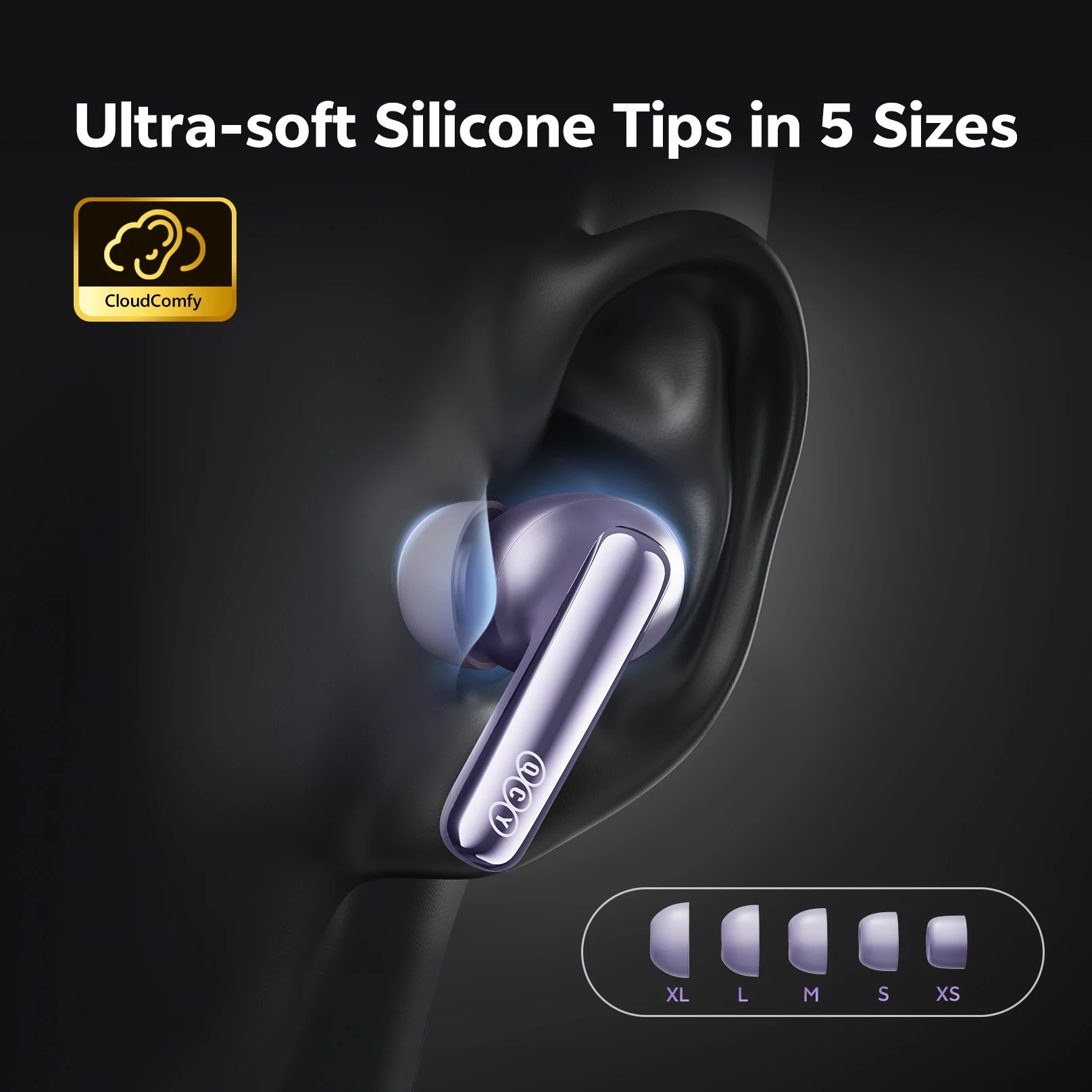 QCY Adaptive Hybrid ANC Wireless Earbuds MeloBuds N70 Bluetooth 6.0 LDAC Hi-Res 6 Mics Clear Call in-Ear Detection Earphone HT18