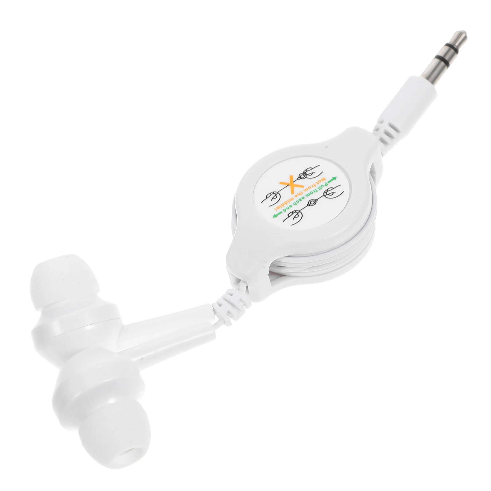 

3pcs Earphones Plug Headphone Telescopic Retractable Wire White Color 35mm Socket Fit MP3 CD Player Design Easy Storage
