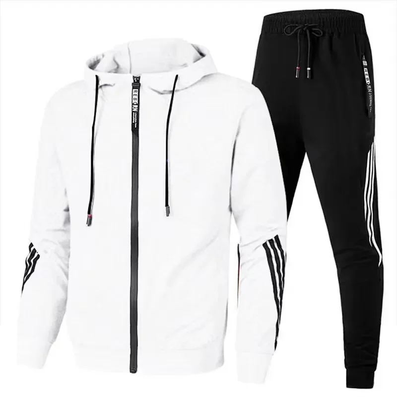 

2024 Men Autumn Sport Sweatshirt Suits Casual Outdoor Zipper Jackets and Sweatpants Jogging Set Male Fleece Hoodie Tracksuit