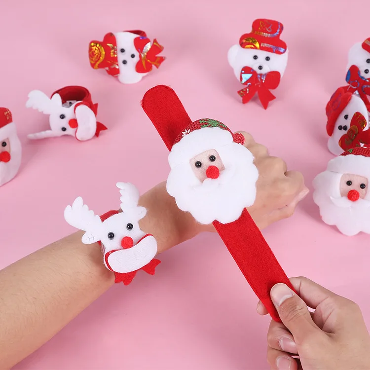 1PC Christmas Cartoon Bracelet Plush Doll Wristband Children's Holiday Gift Pat Ring Christmas Gift