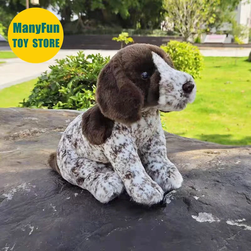 Pointer Dog Plush Toy High Fidelity Short haired Pointer Plushie Hound Dogs Peluche Lifelike Stuffed Animals Simulation Doll Kaw