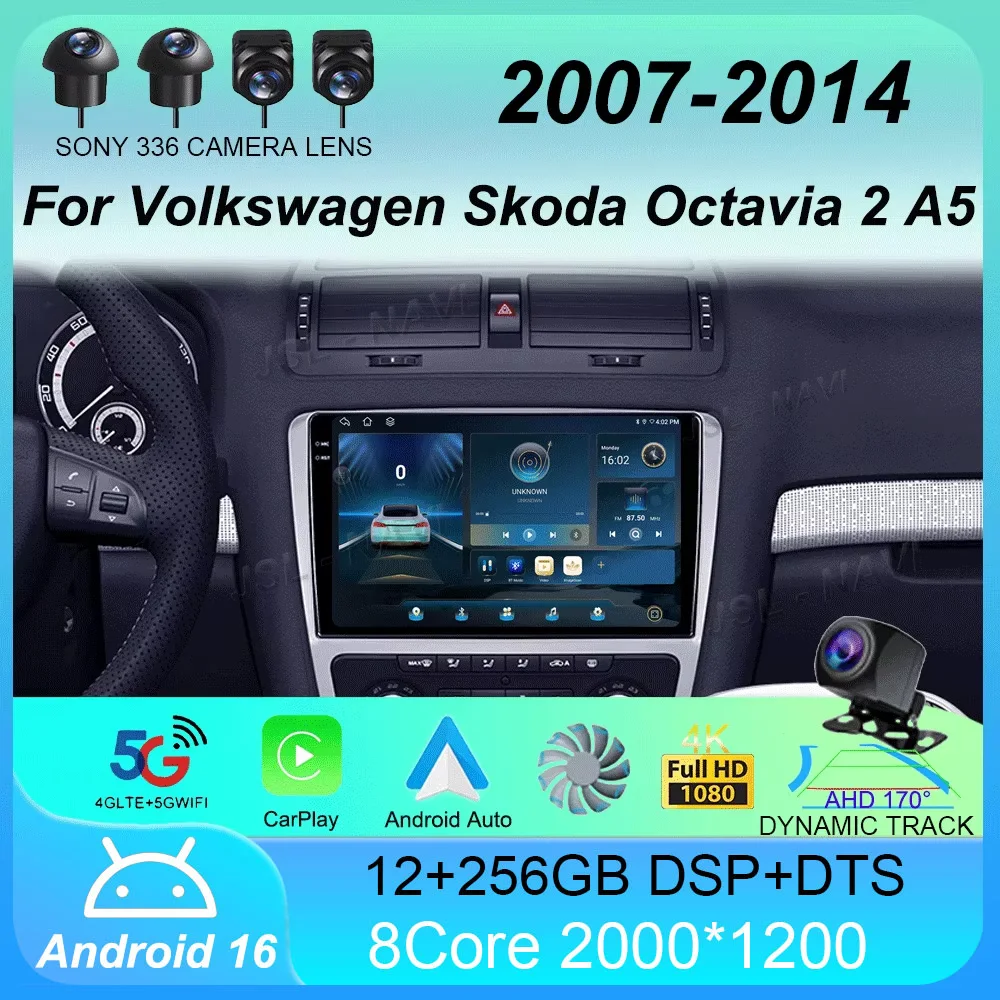 

Android 16 Car Radio for Volkswagen Skoda Octavia 2 A5 2007 - 2014 Multimedia Video Player Navigation 2Din Carplay DVD Head Unit