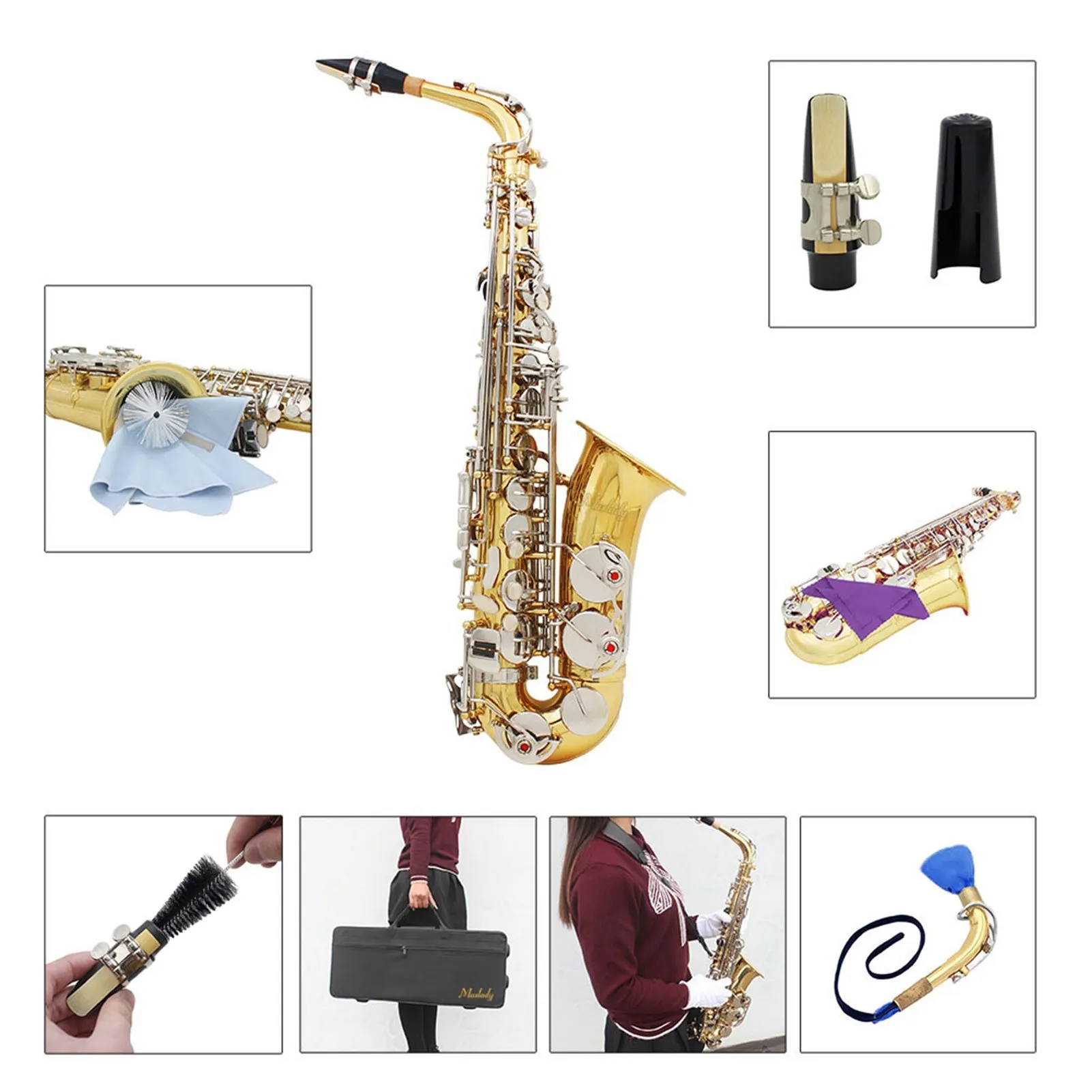 Alto Saxophone Sax Glossy Brass Engraved Eb