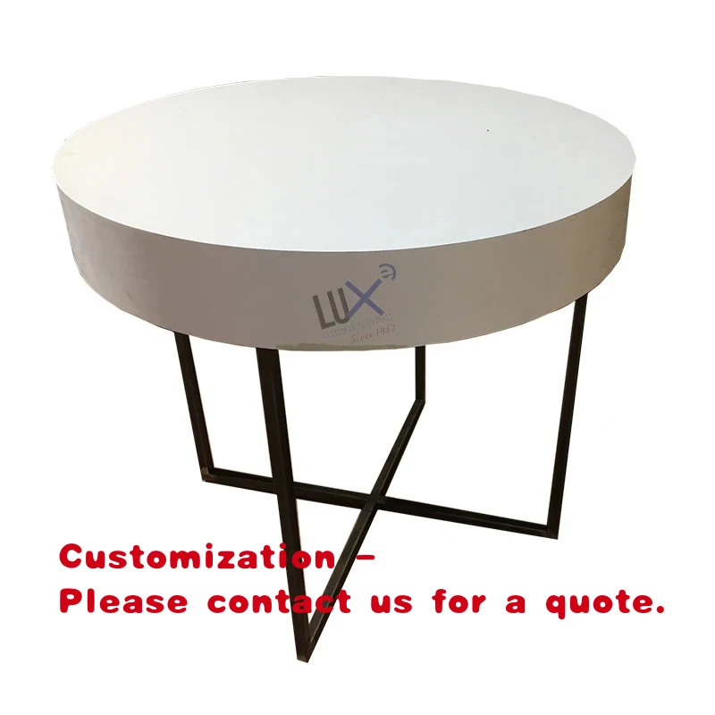 custom.Design Economic Modern Simple Round Table With MDF White Painting and Iron Stands Suitable Cosmetic Shop