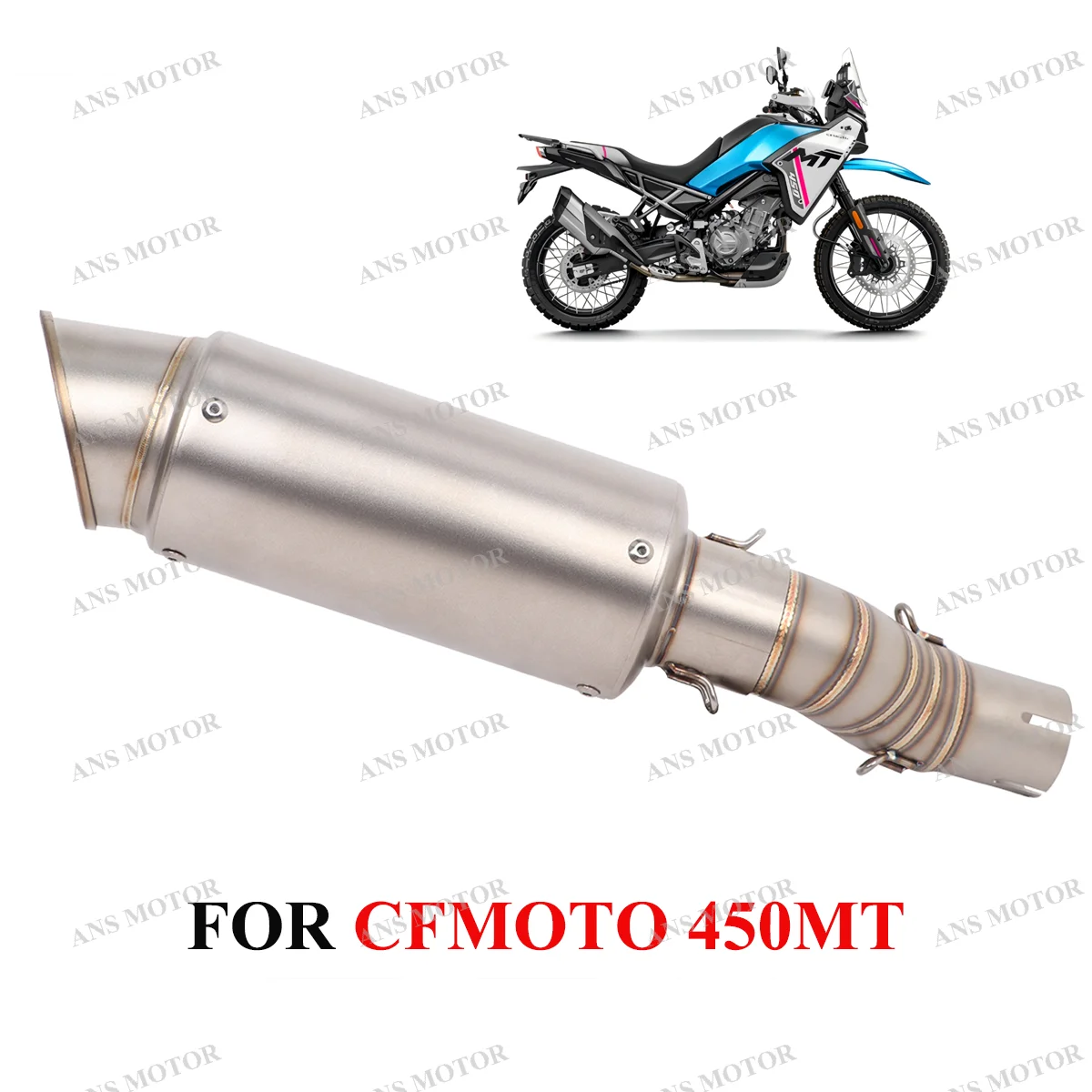 Slip On Per CFMOTO 450MT 2024 2025 Silenziatore Tubo Di Scarico Moto Modifica 450MT Scarico Fuga Moto In Acciaio