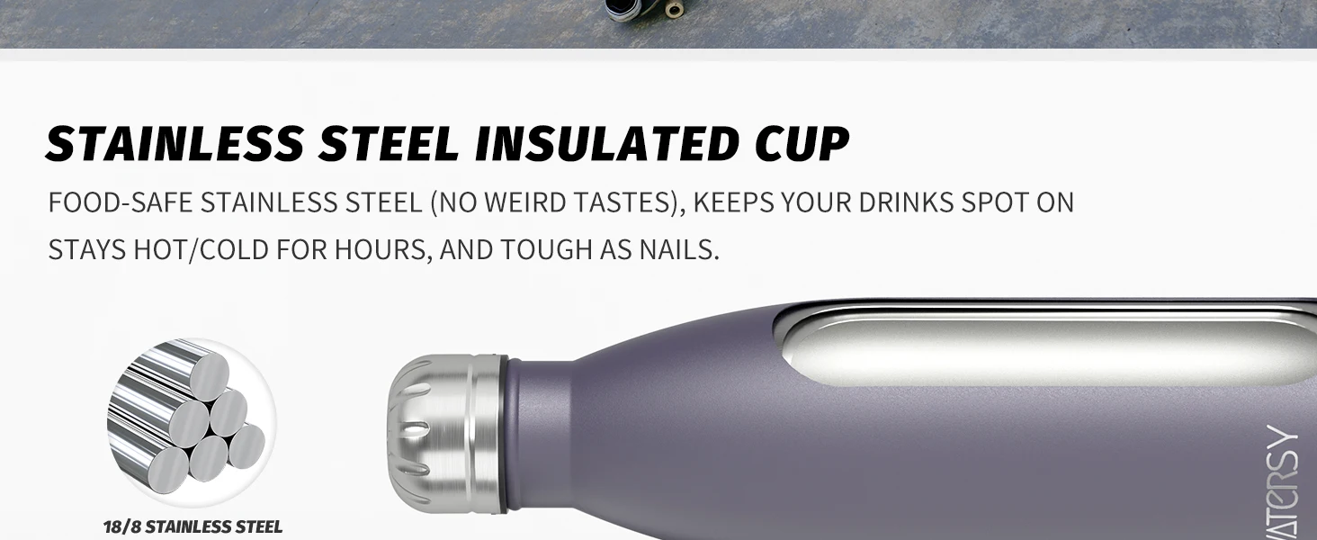 WATERSY 500ml Insulated Water Bottle, Stainless Steel Thermal Leakproof Flask, BPA-Free Double Walled Vacuum Bottle For_maomaolike.com