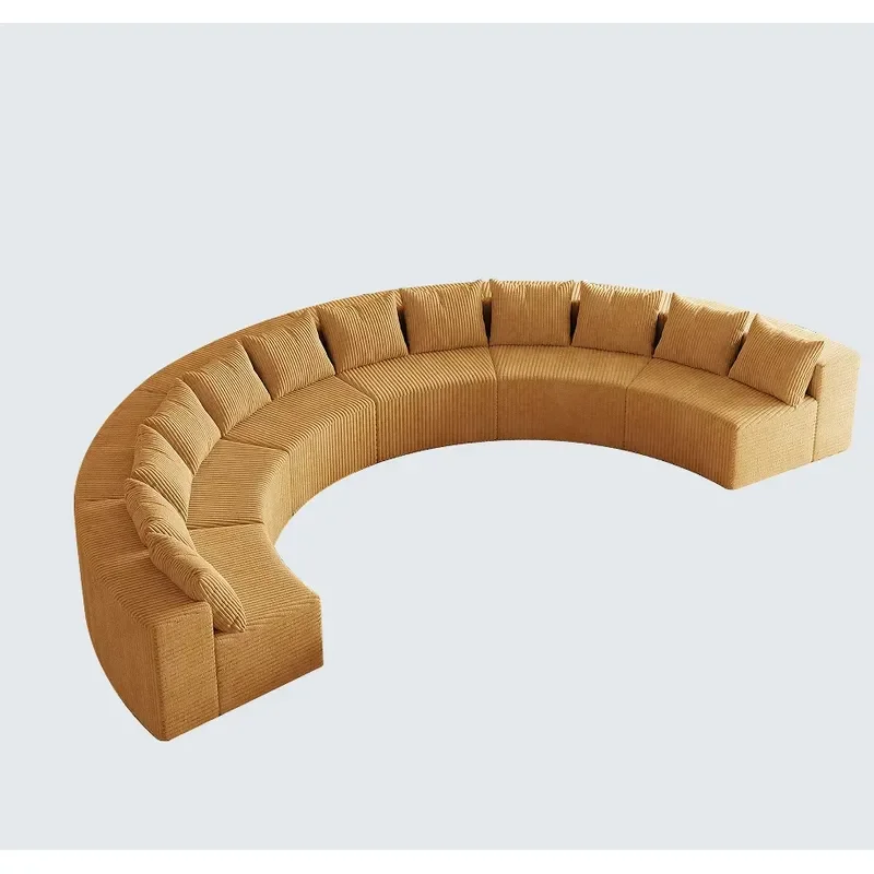 99-Inch Boneless Couch Chaise L-Shaped Modern Upholstered Sectional Sofa Set Three Pillows Corduroy PU Cover Living Room