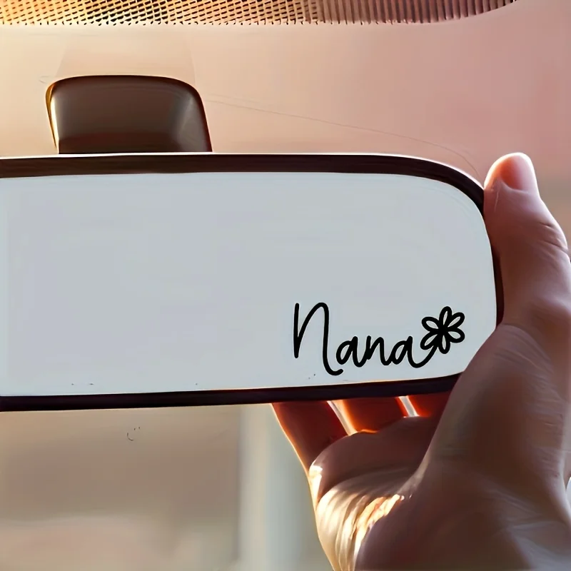 

Nana Name with Flower Sticker – Black Waterproof Vinyl Decal for Car Mirror & Laptop