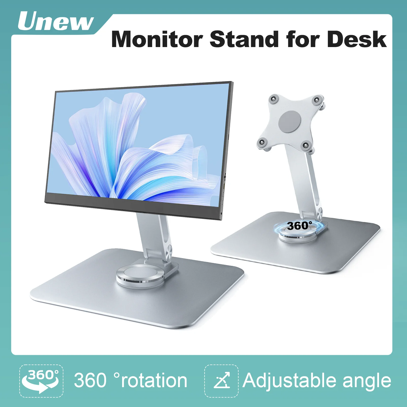 Aluminum Alloy Stand for Protable Monitor Table Bracket Adjustable 360 Rotation M4 Screw Bases Strong Load Capacity Super Stable