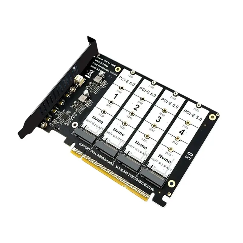 

【Price Drop !!】Pcie X16 To 4 Port Nvme SSD Expansion Card M. 2 2280 Adapter Solid State Hard Disk Converter Controller Board